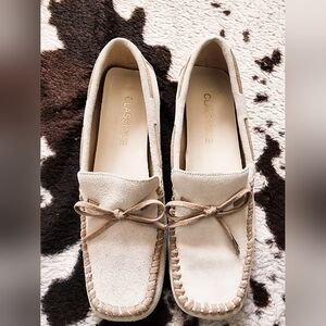 WOMEN'S 70'S GENUINE LEATHER LOAFERS - CREAM
